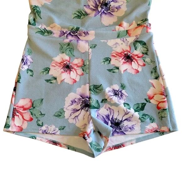 Y2K Boho High Rise Green and Floral Romper Shorts Size Large Bundle of 2 - Picture 4 of 14
